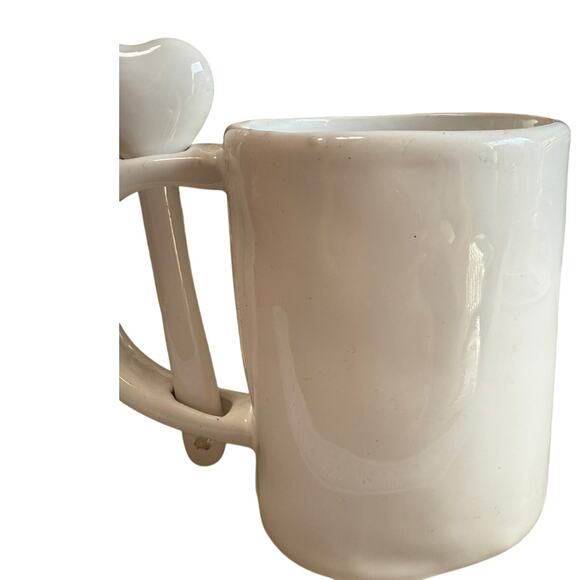 Coffee tea cup mug with heart spoon "Enjoy the little things" ceremnic farm core - Picture 3 of 5